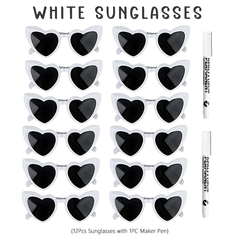 12-100pcs Wedding Sunglasses Guests Heart Shaped Sunglasses