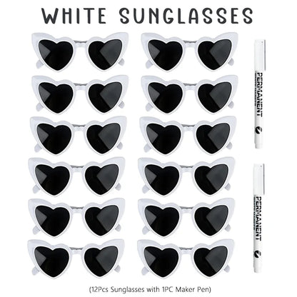 12-100pcs Wedding Sunglasses Guests Heart Shaped Sunglasses