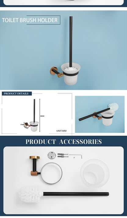 Rose Gold &Black Wall Mount Shelf Toilet Bath