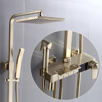 Brushed Gold Piano Digital Shower System Cold Brass