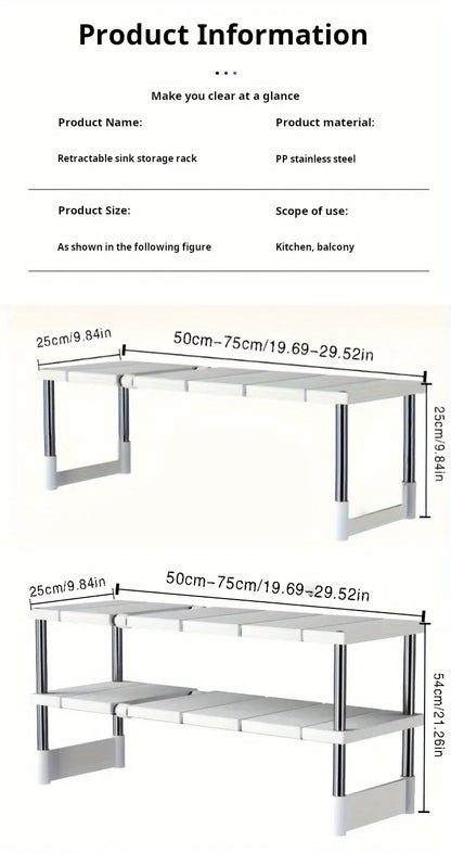 Adjustable Under Sink Storage Rack Expandable & Bathroom