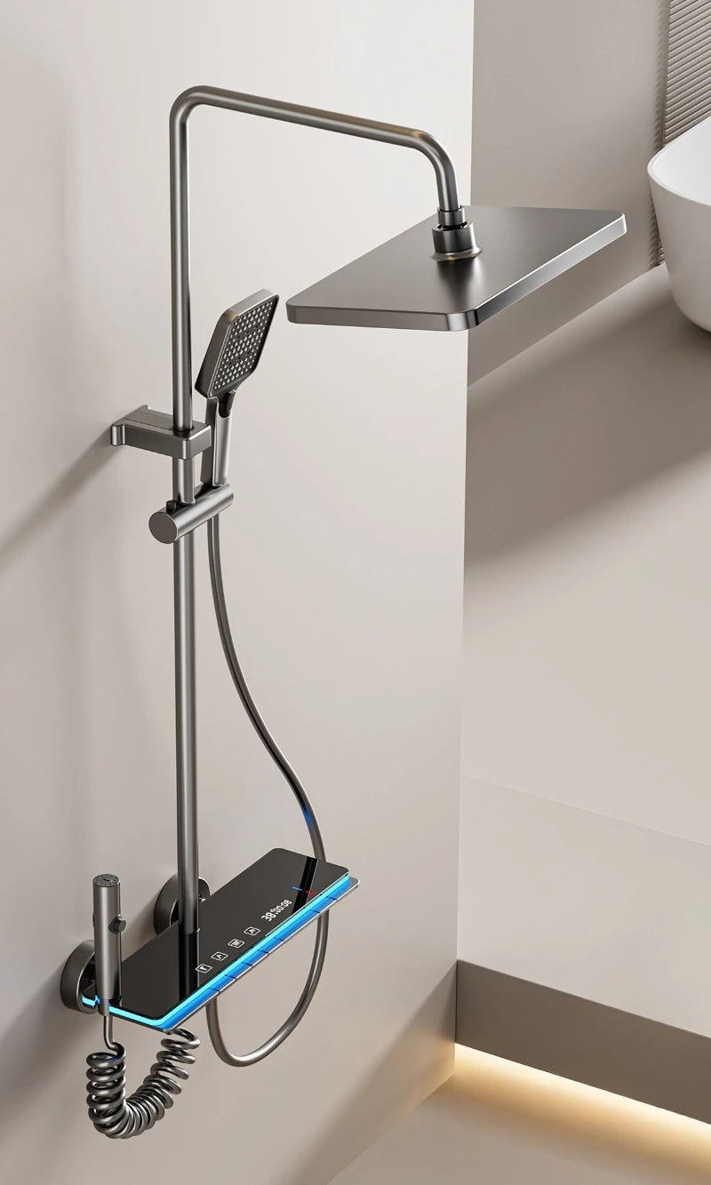 Grey Four Mode Shower System Intelligent Digital Bathroom