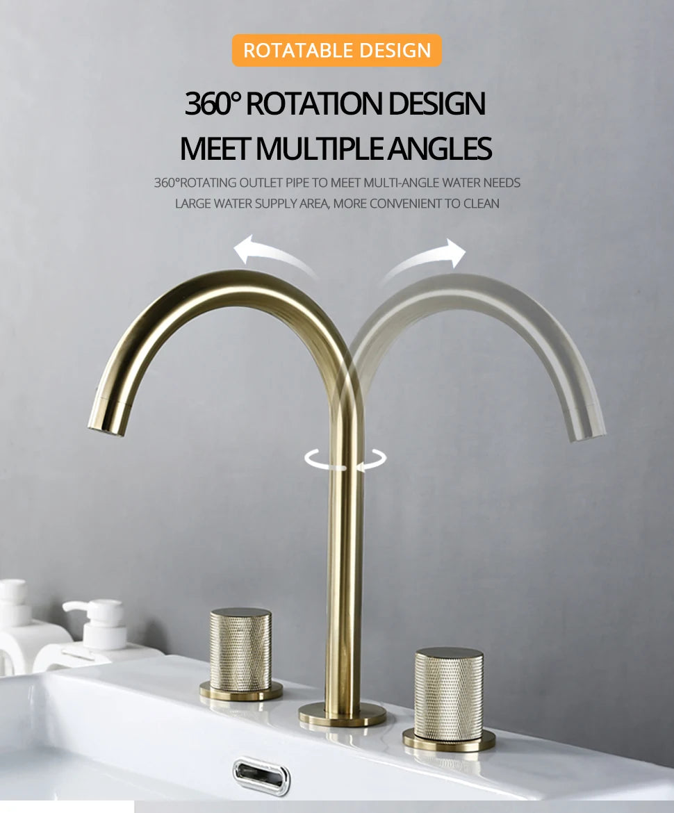 Basin Faucet Cold Tap Bathroom Knurled Double Handle