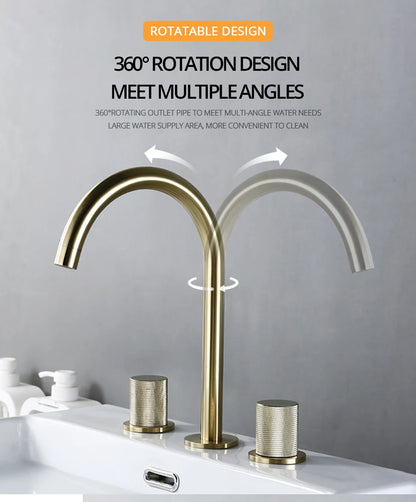 Basin Faucet Cold Tap Bathroom Knurled Double Handle