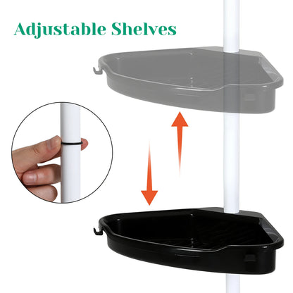 Corner Shower Caddy Tension Pole 4-Tier Adjustable Shelves