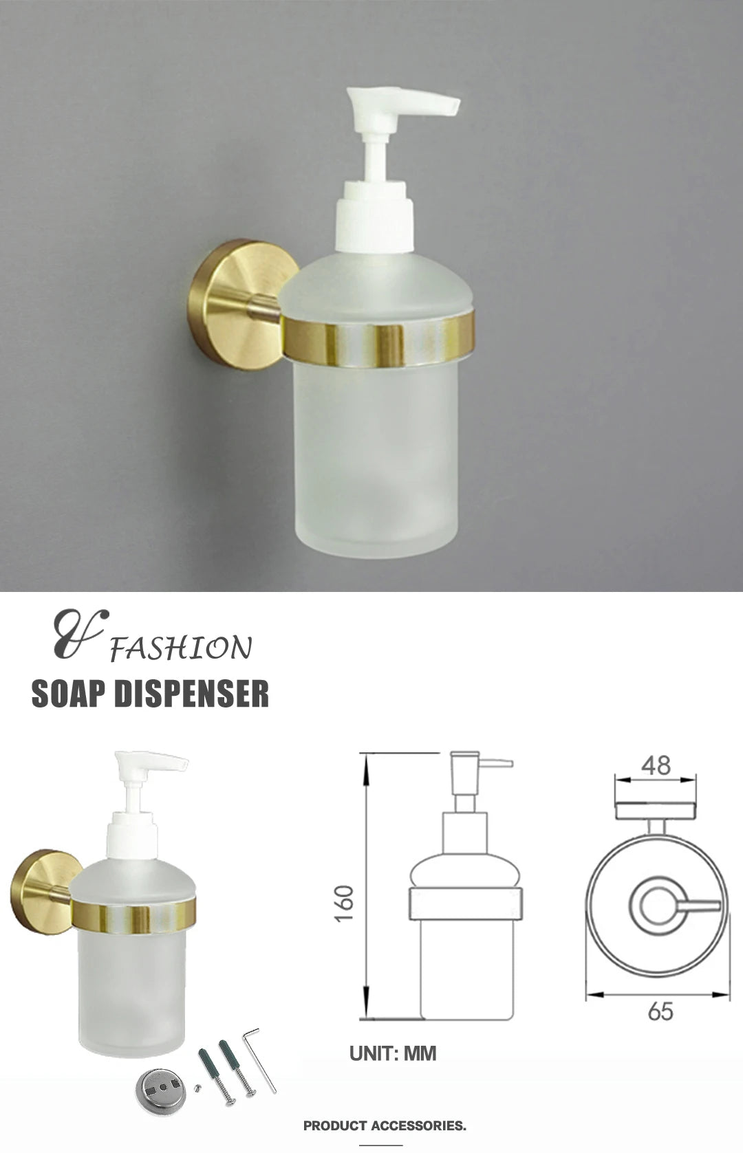 Brushed Gold Wall Mount Shelf Toilet Bath Hardware