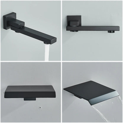 Black Concealed Shower System Rain Waterfall Bathroom Embedded