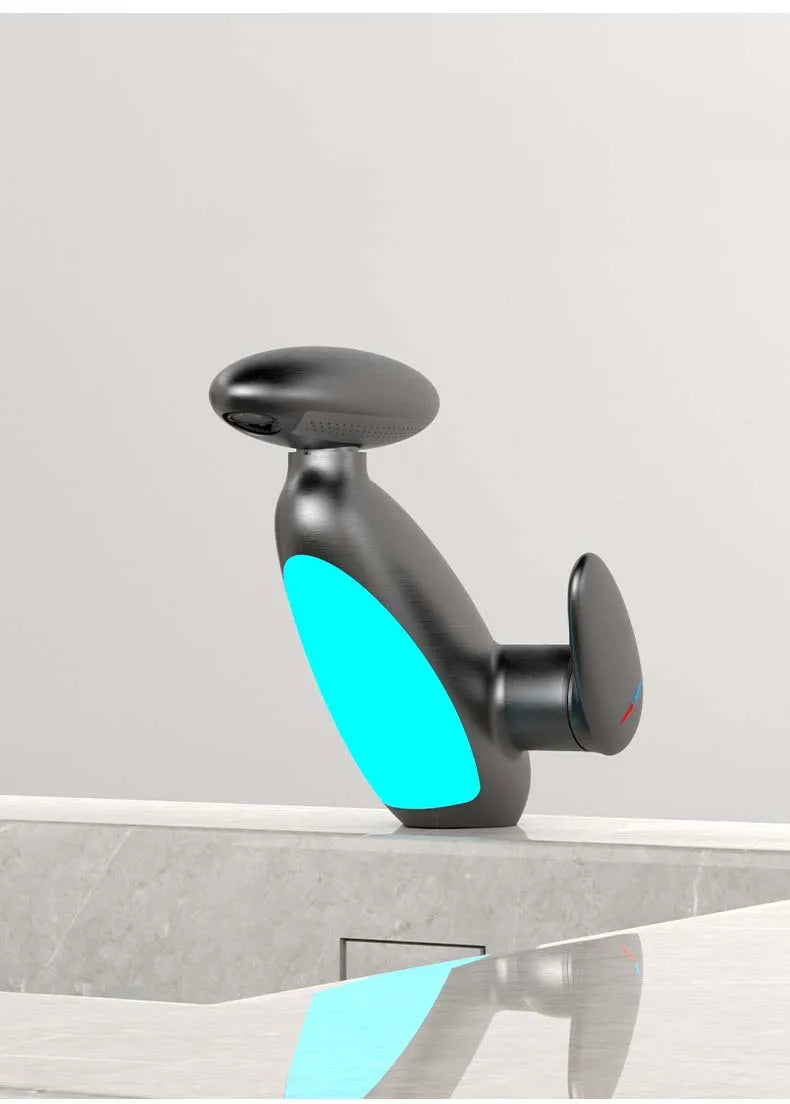 Bathroom Basin Faucet Led Light Tap Penguin Pull-Out