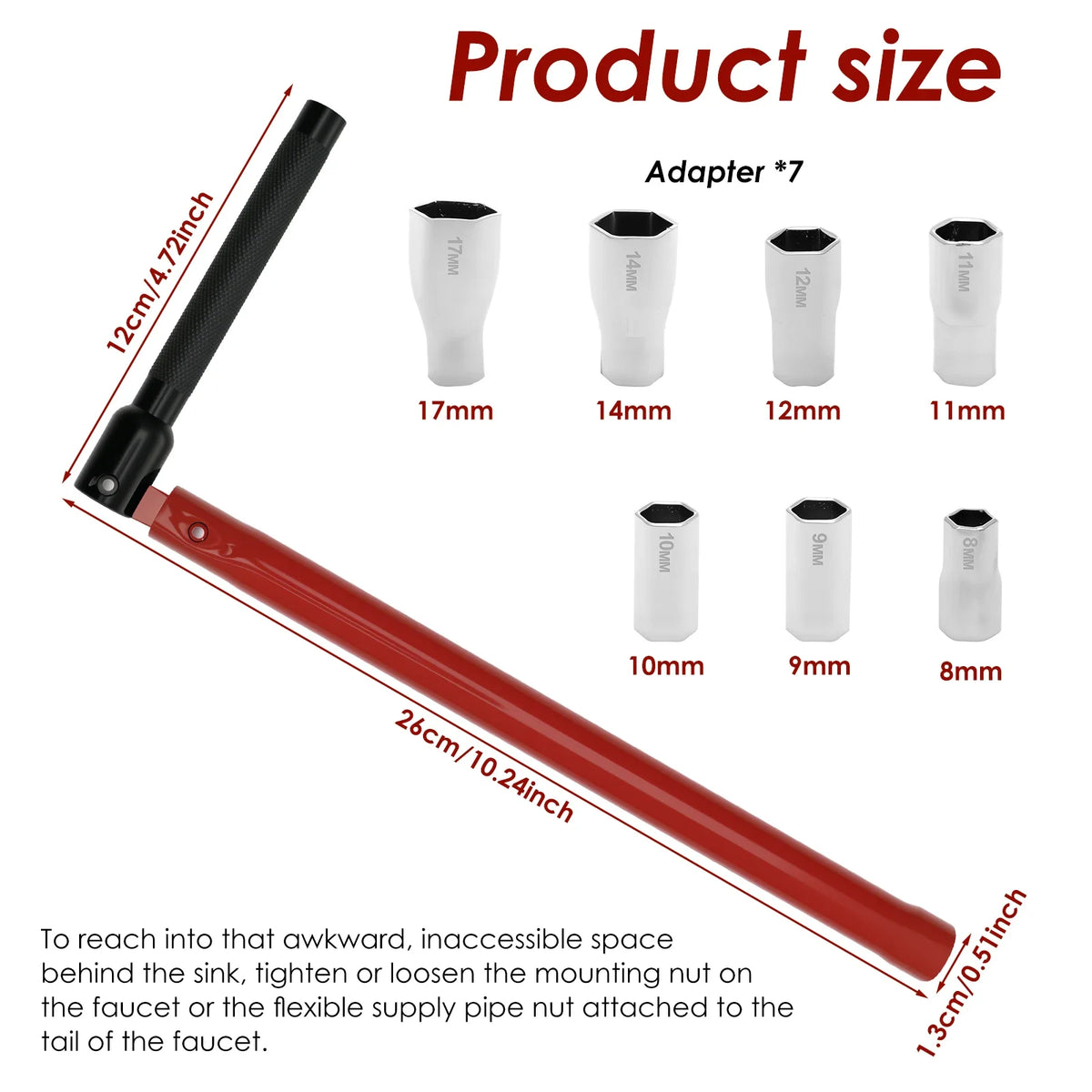 Carbon Steel Tap Wrench Adapter Bathroom Sink Faucet