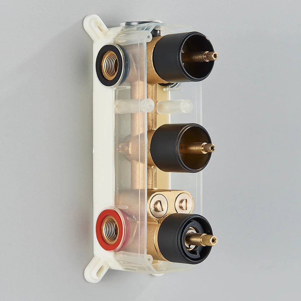 Brushed Gold Thermostatic Shower Mixer Valve Brass 3-Ways