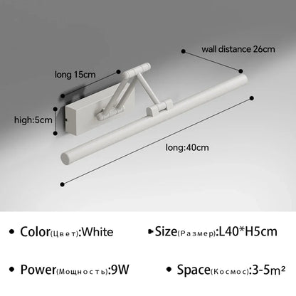 Modern Led Wall Lamp Bathroom Mirror Lamp Retractable