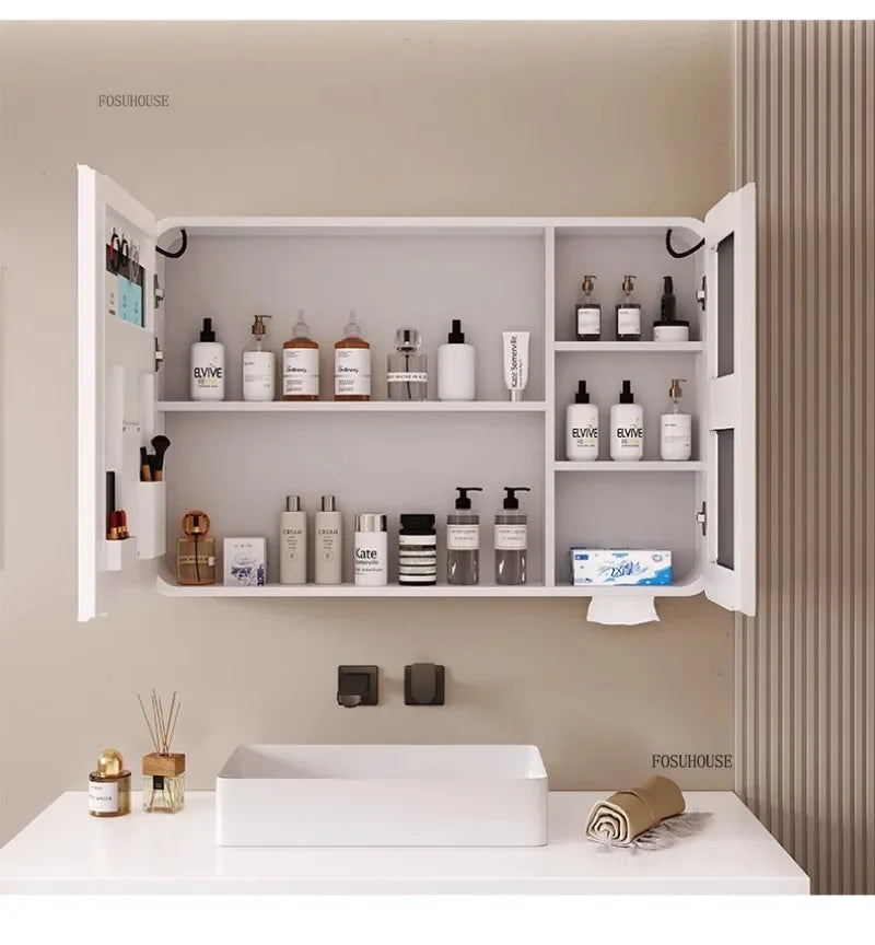 Minimalist Modern Arc-Shaped Smart Bathroom Mirror Cabinets