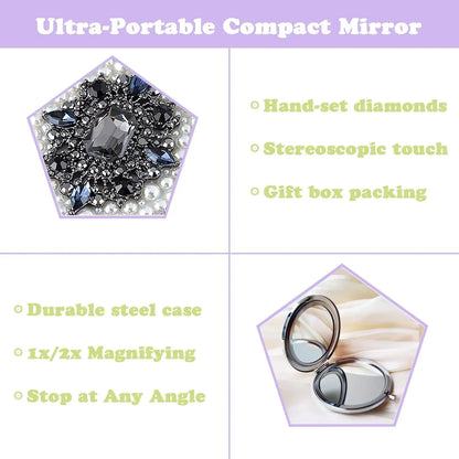 Compact Mirror 1x/2x Magnification Pocket Mirror Women 3inch