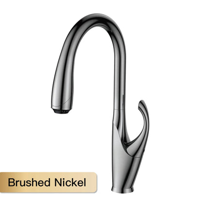 High-End Touch Black Faucet Brass Pull-Out Design Three-Function