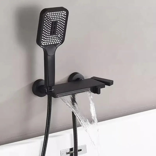 Tuqiu Gray Bathtub Shower & Cold Black Bathroom