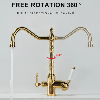 Antique Brass Faucets 360 Rotate Swivel Faucet Cold