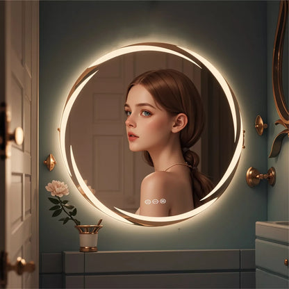 Luvodi Modern Led Bathroom Wall Mirror Circle Backlight