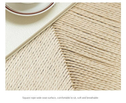 Momo Scandinavian Simple Wood Vanity Stool Rattan Wicker