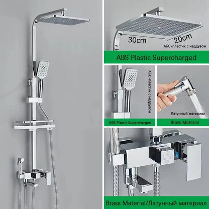 4-Function Wall Mounted Shower Faucet Rainwater Bathtub Shower
