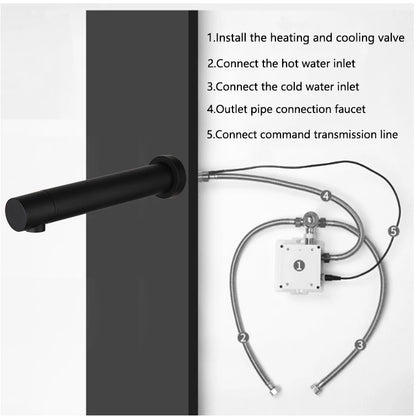 Zappo Matte Black Bathroom Faucet Wall Mount Sensor