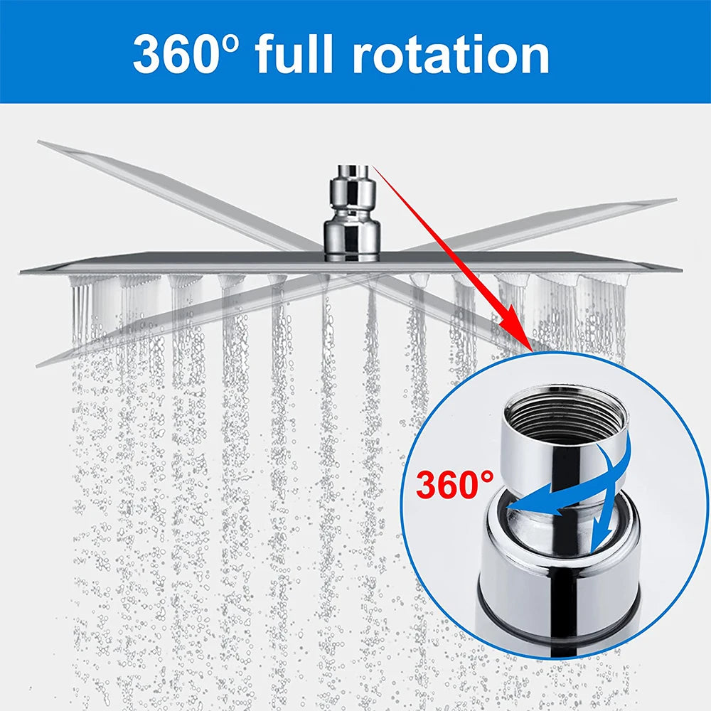 Rainfall High Pressure Shower Head 12/10/8 Inch Stainless