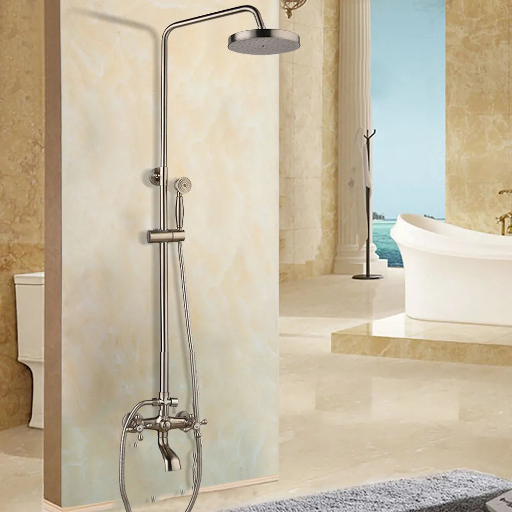 Kemaidi Shower Faucets Nickel Brushed Adjustable Rain Shower