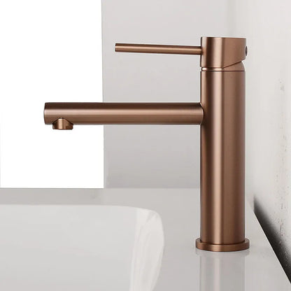 Brushed Rose Gold Bathroom Sink Faucet Deck Mounted