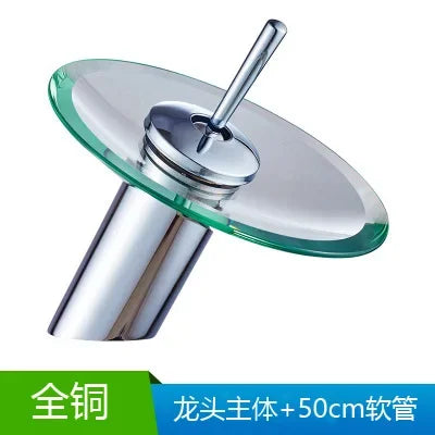 Colorful Glass Waterfall Bathroom Basin Sink Faucet Chrome