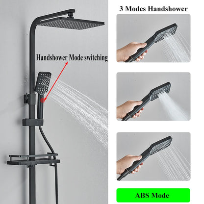 Black Brass Shower Faucet Sets Rainfall Bathtub Tap