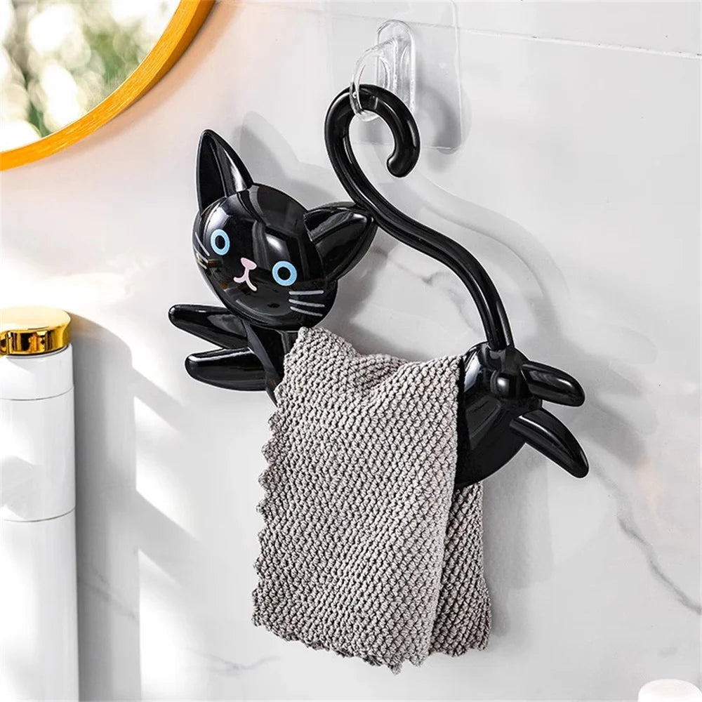 Cute Cartoon Towel Rack Bathroom Cat Shaped Towel