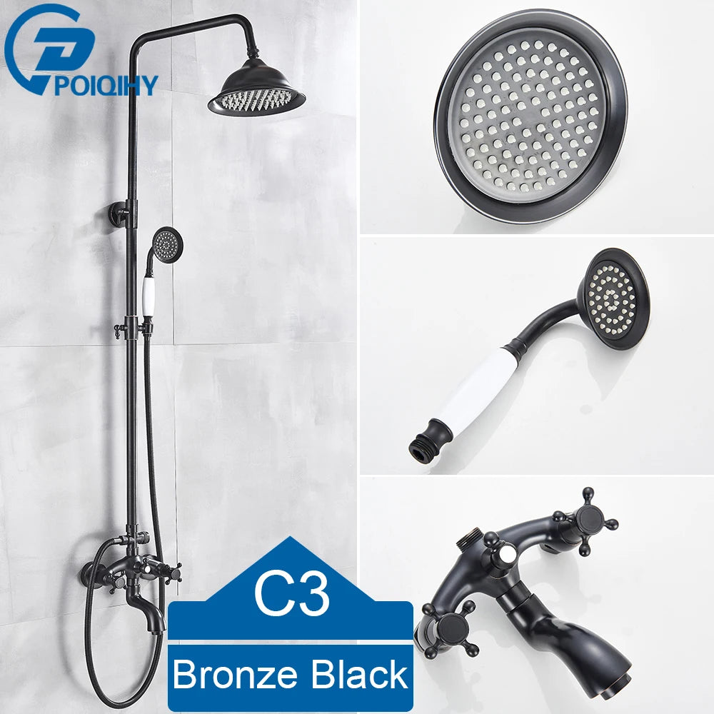 Bathroom Shower Faucet Brass Rainfall Shower Mixer Tap