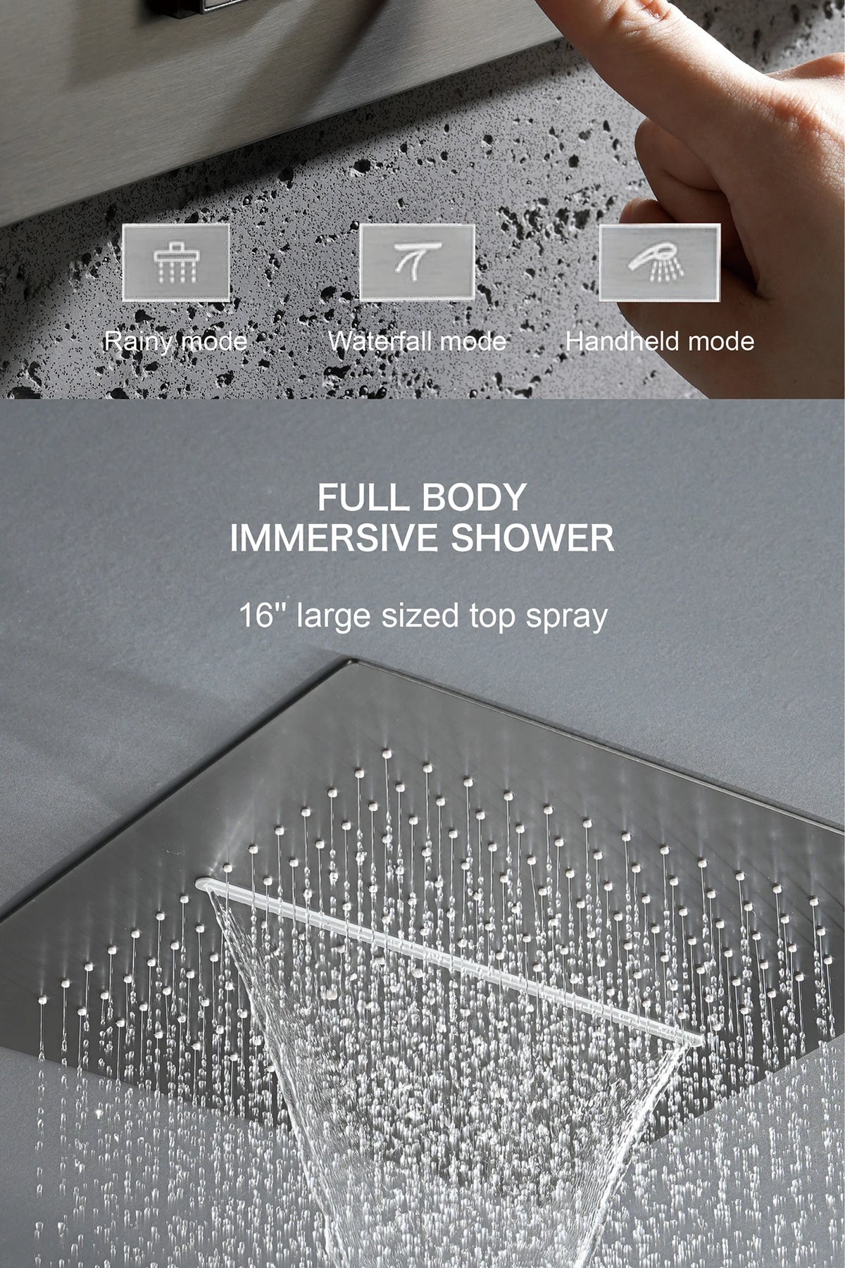 Luxury Gun Gray Brass Shower System Led Digital