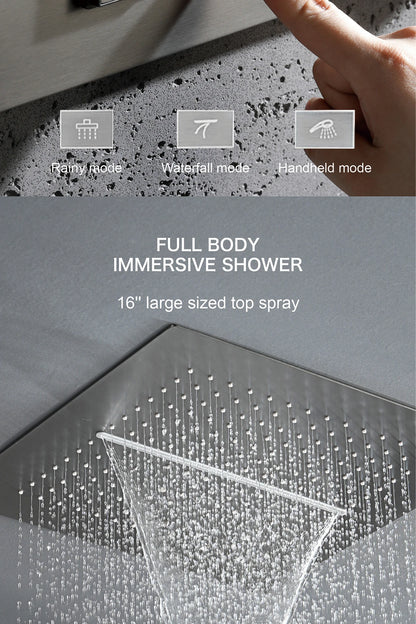 Luxury Gun Gray Brass Shower System Led Digital