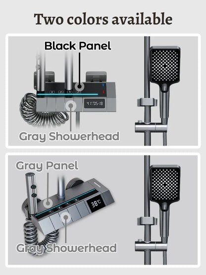 Digital Display Shower Faucet Modern Style Rainfall Bathroom