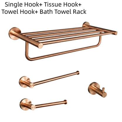Brushed Rose Gold Bathroom Towel Rack Tissue Rack