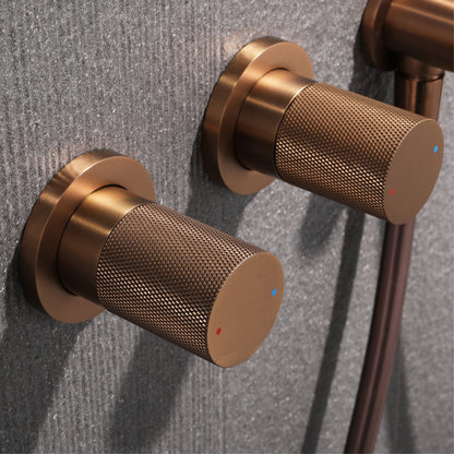 Luxury Bathroom Brass Gun Grey Wall-Mounted Shower System