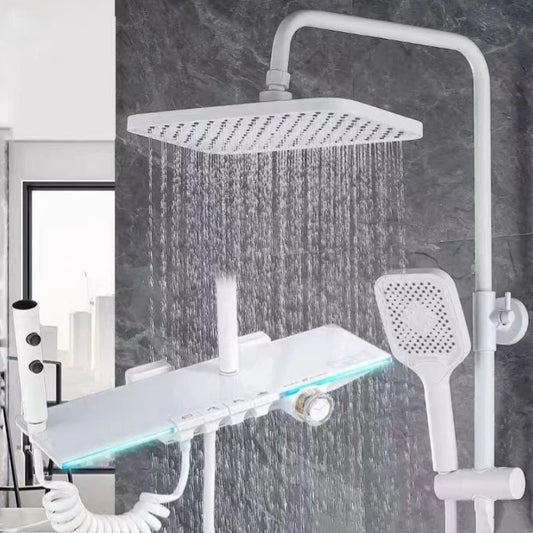 Upgrade White Bathroom Shower Led Display Piano Keys