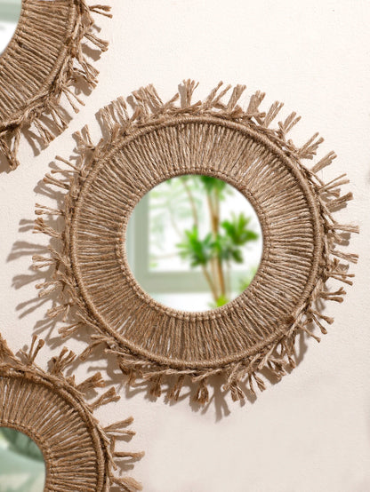 Boho Decorative Mirrors Macrame Round Mirror Aesthetic Room