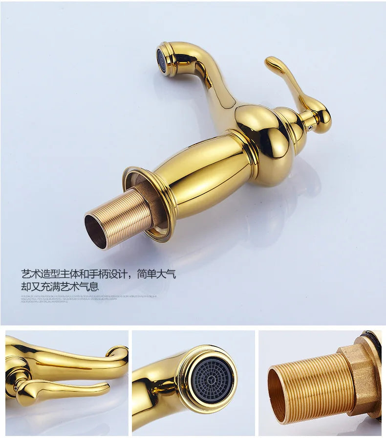 Luxury Europe Style Antique Gold Bathroom Basin Faucet