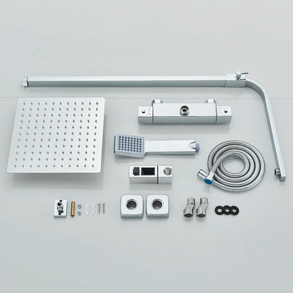 Thermostatic Chrome Shower Faucet Rainfall Headshower Handled