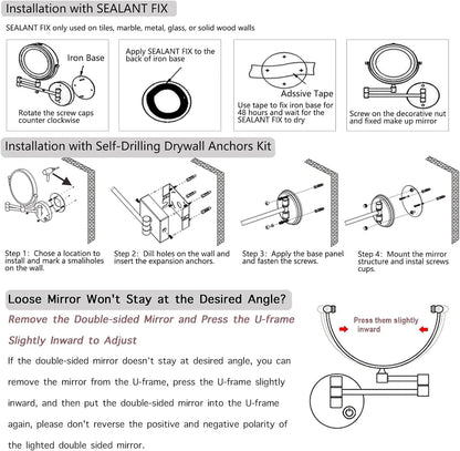 Led Bathroom Mirror 3x Magnifying Dual Arm Extendable