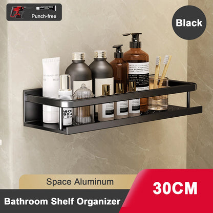 Punch-Free Bathroom Rack Bathroom Shelf Toilet Space Aluminum