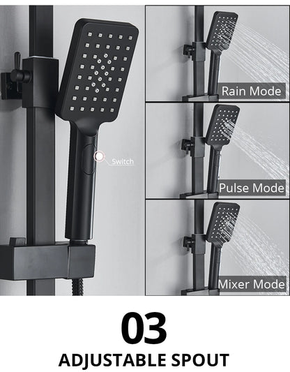 Bath Thermostatic Digital Display Shower Faucet Rain Shower