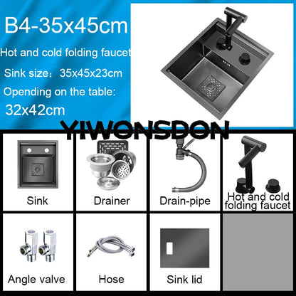 Nano Hidden Bar Sink Black Folding Faucet Mini