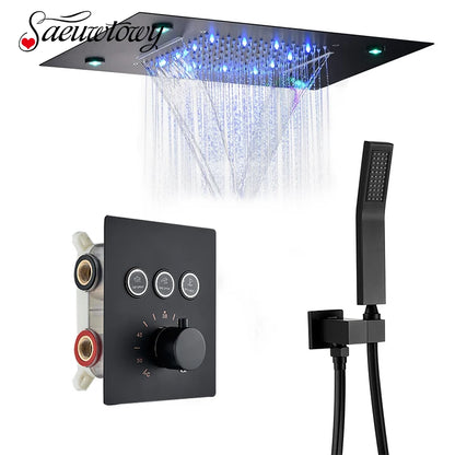 Luxury Bathroom Shower Faucet Led Rainfall/Waterfall Shower Head
