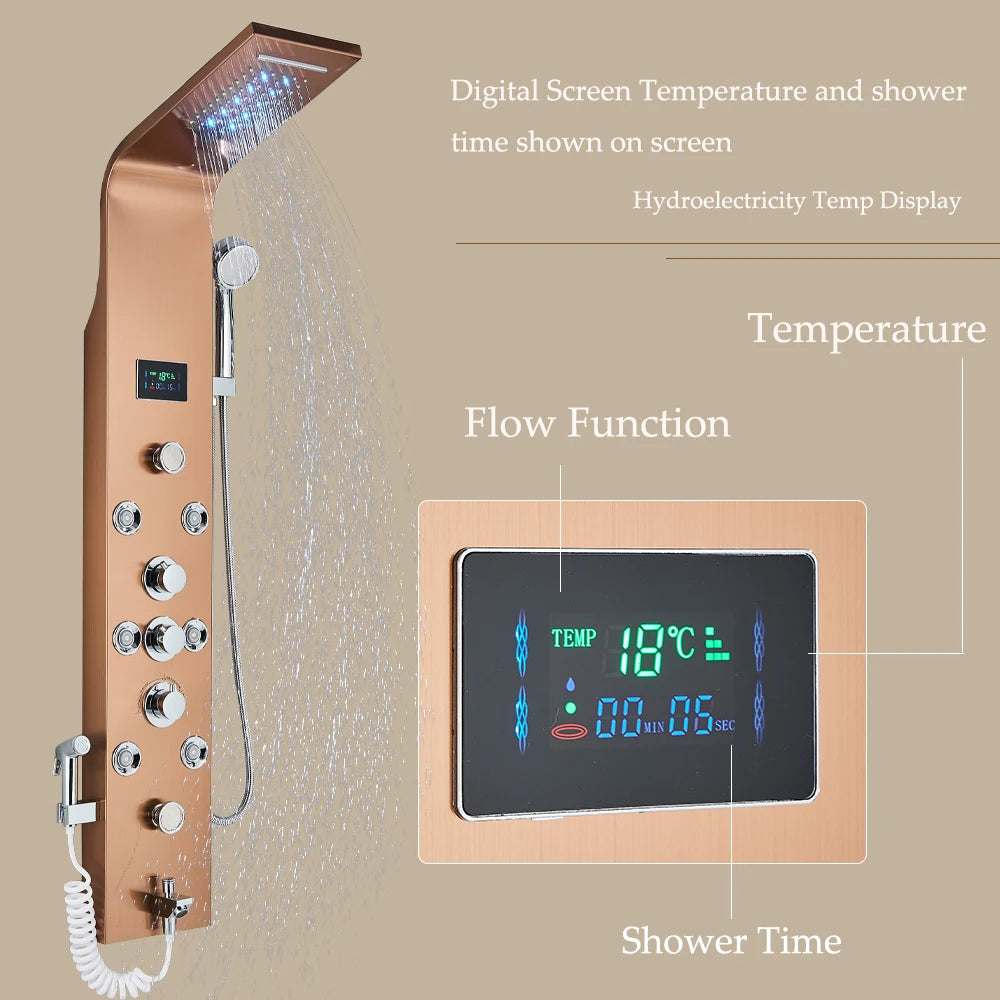 Led Shower Panel Six Functions Waterfall Shower Panel