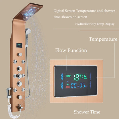 Led Shower Panel Six Functions Waterfall Shower Panel