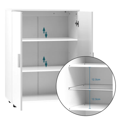 Eugad White Bathroom Cabinet Adjustable Shelves Doors