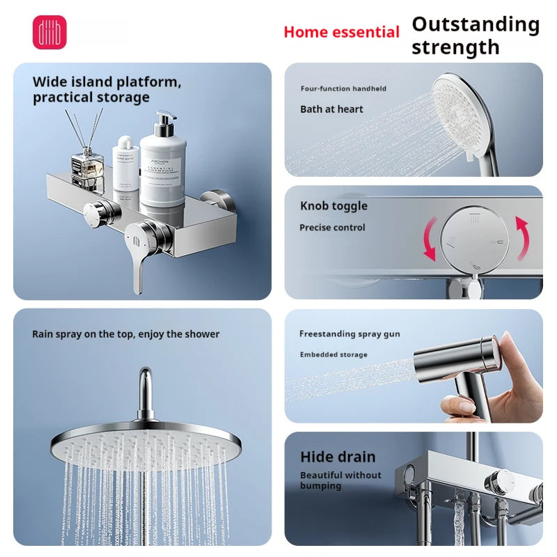 Diiib Large Panel Rain Shower Stainless Steel Combination