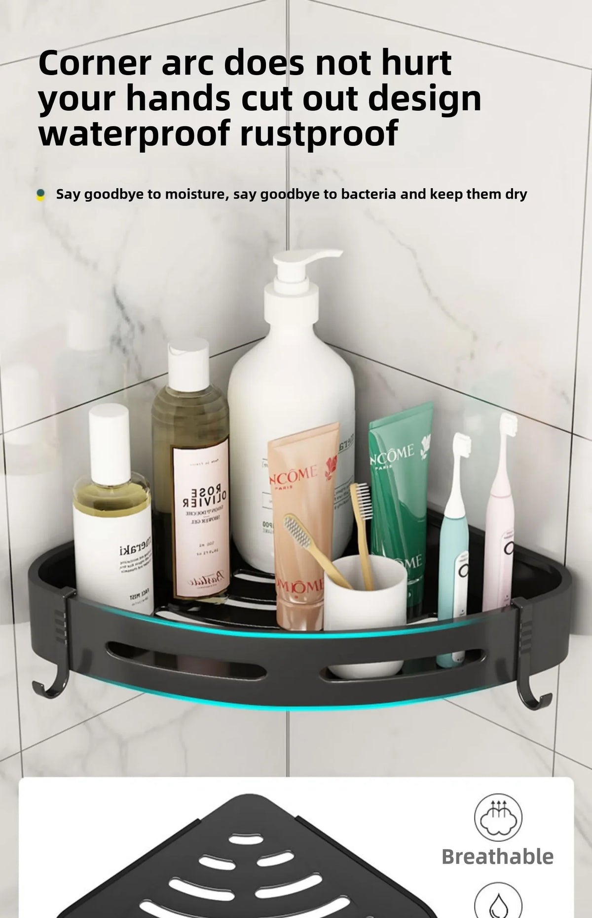 Bathroom Shampoo Holder Shower Caddy Shelves Storage No